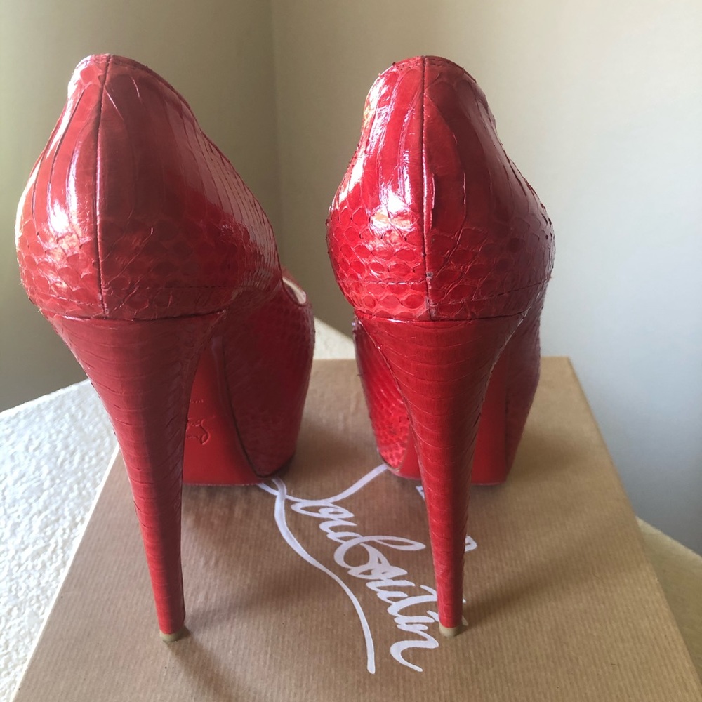 Christian Louboutin Platform Python Peep Toe Heel - image 3